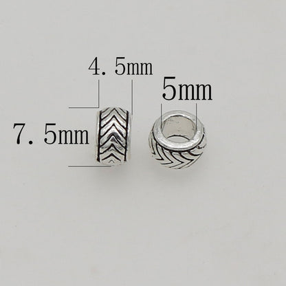 Alloy Ripple Patterned Spacer Beads 7mm Large Hole 1pc 6