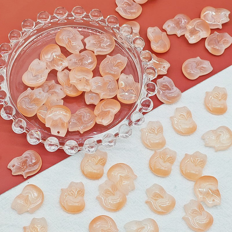 Czech Glass Beads Fox 18mm Translucent Pastel Colors 25pcs 11