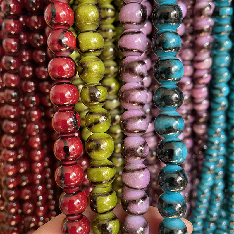 Crackle Round Glass Beads 10mm Japanese Tiger Stone Pattern 40pcs 3