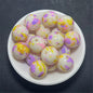 Hand Painted Acrylic Beads 16mm Inkjet Splatter Pink Glossy 100pcs 11