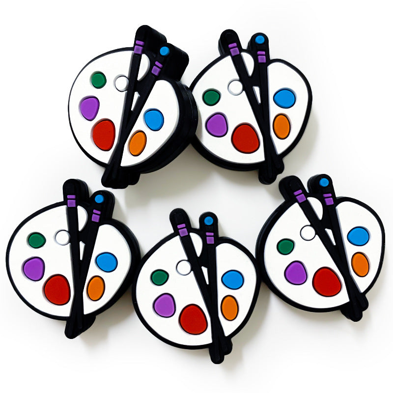 Silicone Focal Beads Drawing Board Paint Palette with Brushes 20pcs 3
