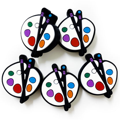 Silicone Focal Beads Drawing Board Paint Palette with Brushes 20pcs 3