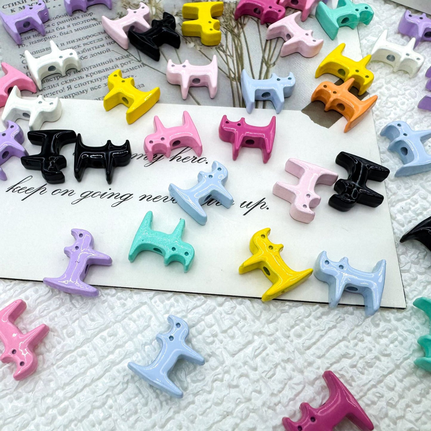 Cat Shaped Metal Beads 12mm Glossy Colorful Painted Alloy 20pcs