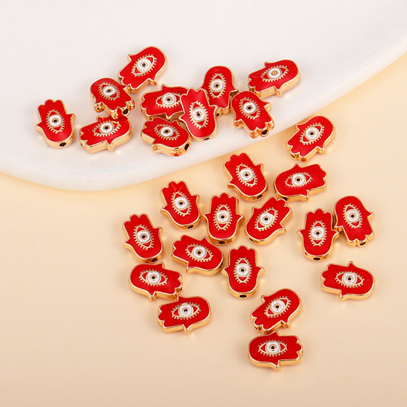 Irregular Shaped Metal Beads Double-Sided Enamel Evil Eye 20pcs 10