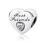 Heart Metal Beads Polished Silver Tone Large Hole 1pc 9