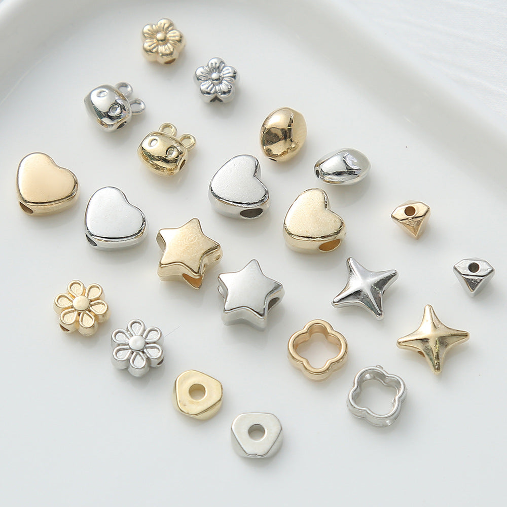 Acrylic Metallic Spacer Beads Gold and Silver 50pcs