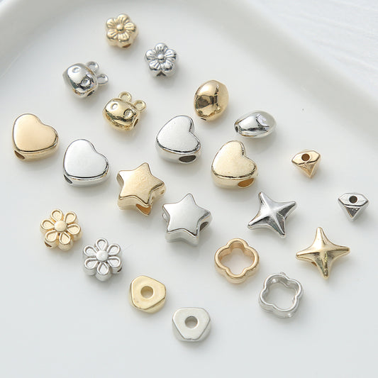 Acrylic Metallic Spacer Beads Gold and Silver 50pcs