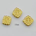 Square Metal Beads 10mm Auspicious Cloud Pattern Gold Tone 20pcs 6