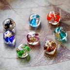 Lampwork Glass Beads Irregular Fig Shape 12mm Dyed Core Gold Foil 30pcs