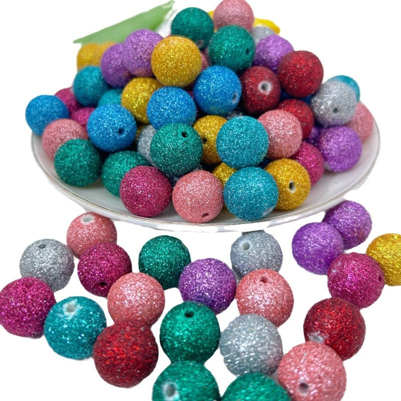 Glitter Round Acrylic Beads 16mm Colorful Powder Wrapped 50pcs 5