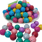 Glitter Round Acrylic Beads 16mm Colorful Powder Wrapped 50pcs 5