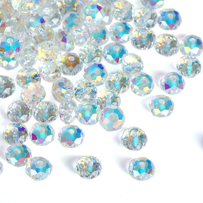 Electroplated Faceted Glass Beads 4-10mm Aurora AB Double-Sided Colors 11