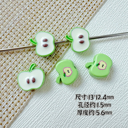 Apple Metal Beads 13mm Glossy Painted Multicolor 10pcs 9