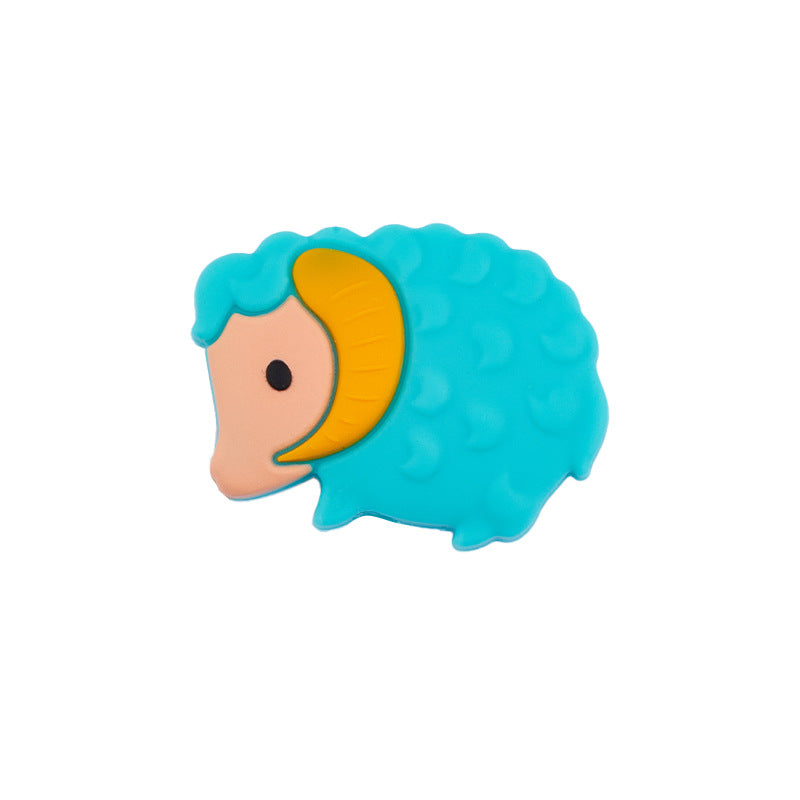 Silicone Focal Beads Little Sheep Golden Horns Side Profile 10pcs 8