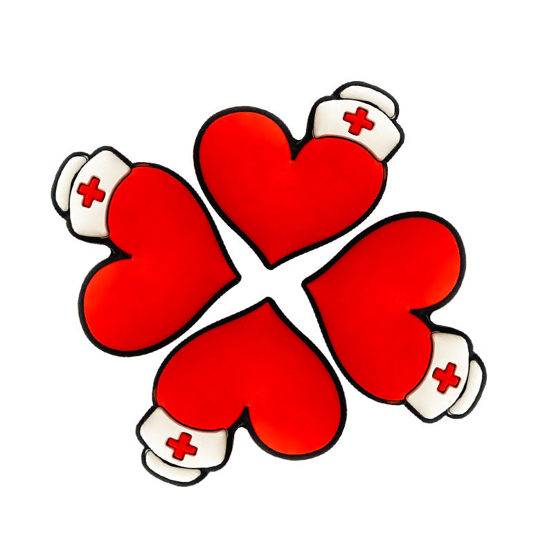 Silicone Focal Beads Love Nurse Heart With White Hat 20pcs 2