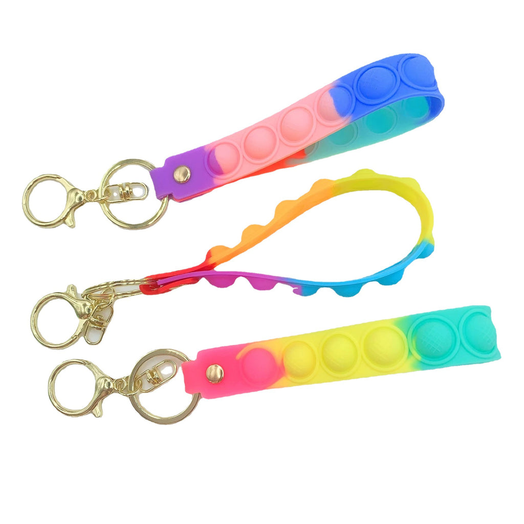 Silicone Bubble Pop Wristlet Keychain Colorful Stress Relief Fit