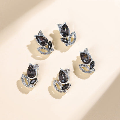 Enchanted Tulip Rhinestone Beads 20mm Alloy Floral Pave 5pcs 3
