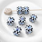 Hand Painted Square Acrylic Beads 14mm Flower Plaid Design 2pcs 9