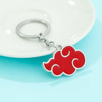 Metal Red Cloud Keychain Zinc Alloy Glossy Silver Outline