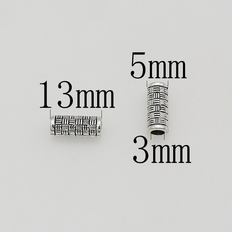 Tube Metal Beads 13mm Tibetan Imitation Braided Pattern Alloy 1pc 6