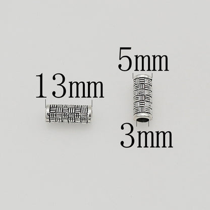 Tube Metal Beads 13mm Tibetan Imitation Braided Pattern Alloy 1pc 6