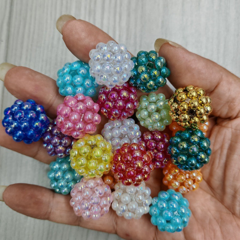 Plated Bubblegum Beads 20mm Waxberry Pearlescent Clustered 50pcs 4