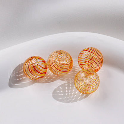 Swirl Pattern Blown Glass Beads 10-16mm Colorful Translucent 4pcs 17