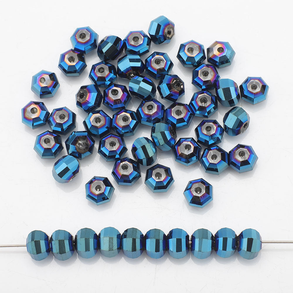 Glass Faceted Spacer Beads 8mm Plating Metallic Color 60pcs 6