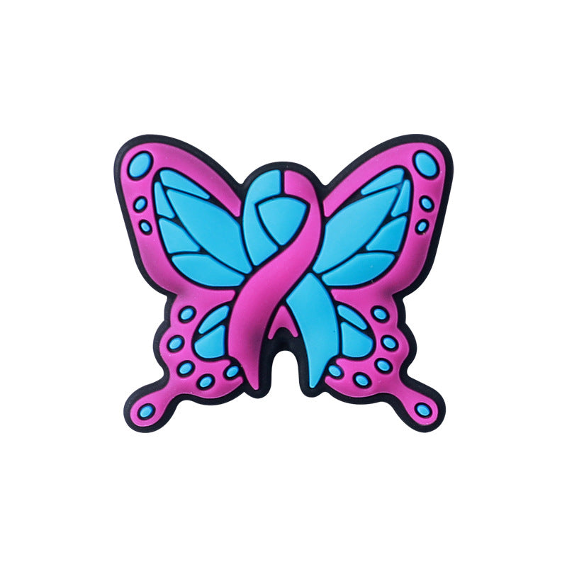 Silicone Focal Beads Butterfly Ribbon Layered Text 20pcs 6
