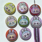 Plating Flat Bunny Acrylic Beads 25mm Double-Sided Printed 50pcs 4