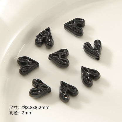 Kitten Series Metal Beads Black and Pink Enamel Alloy 10pcs 13