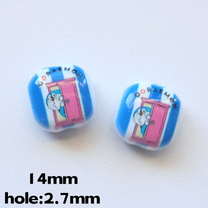 Doraemo Series Acrylic Square Beads 13mm Light Blue White 20pcs 9