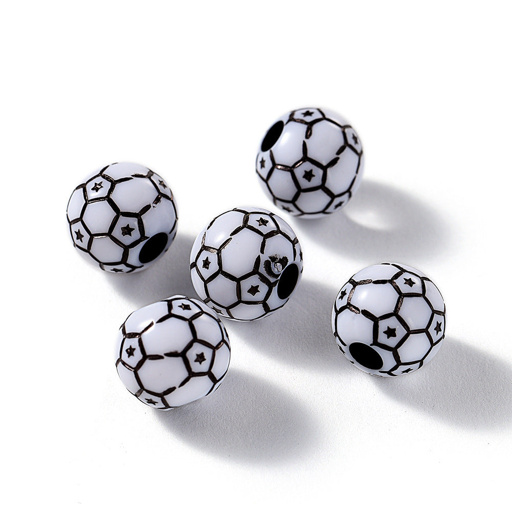 Printed Ball Series Acrylic Beads Colorful Sports Designs 100pcs 18