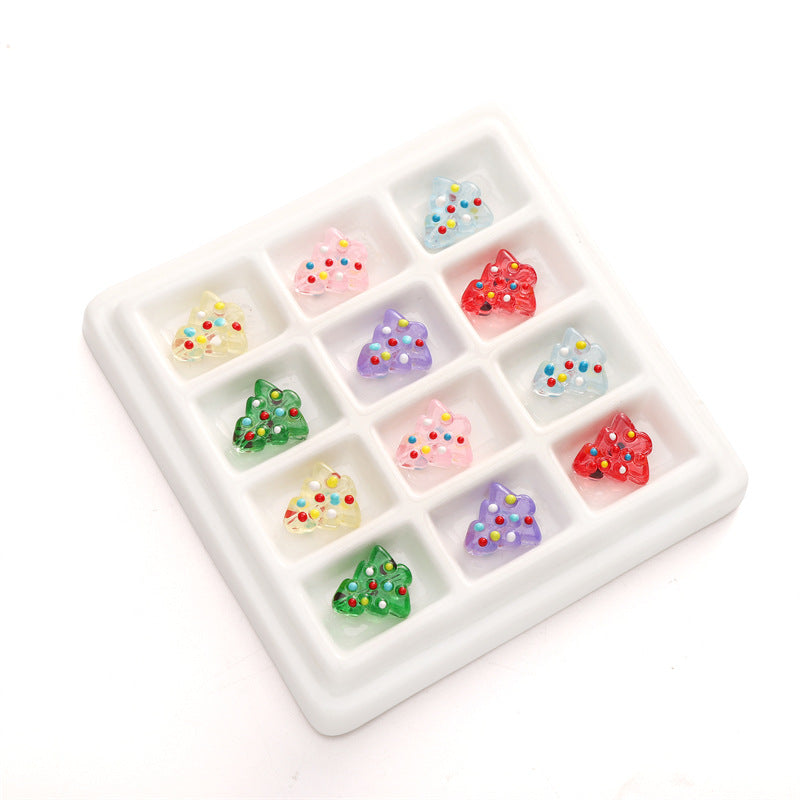 Christmas Tree Transparent Glass Beads 15x16mm Colorful Ornaments 10pcs 4