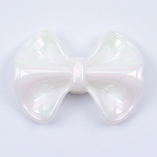 Plated Fat Bow Acrylic Beads 24mm Solid Glossy Color 100pcs 16