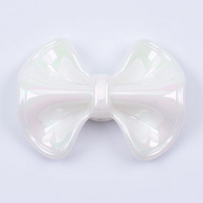 Plated Fat Bow Acrylic Beads 24mm Solid Glossy Color 100pcs 16