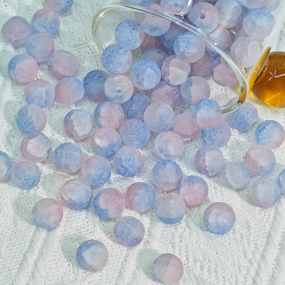Frosted Round Glass Beads 6mm Colorful Speckled Matte Finish 50pcs 30