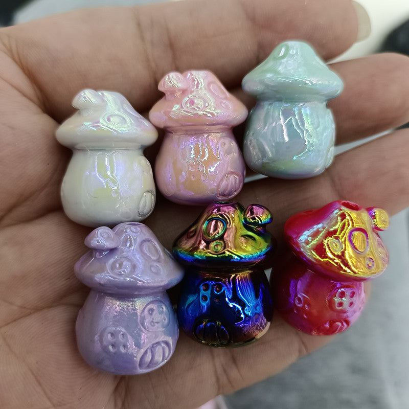 Glow In The Dark Mushroom Acrylic Beads 24mm Plated 50pcs