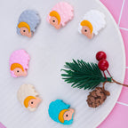 Silicone Focal Beads Little Sheep Golden Horns Side Profile 10pcs 2
