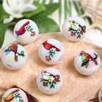 UV Plating Woodpecker Printed Acrylic Beads 16mm Round 50pcs