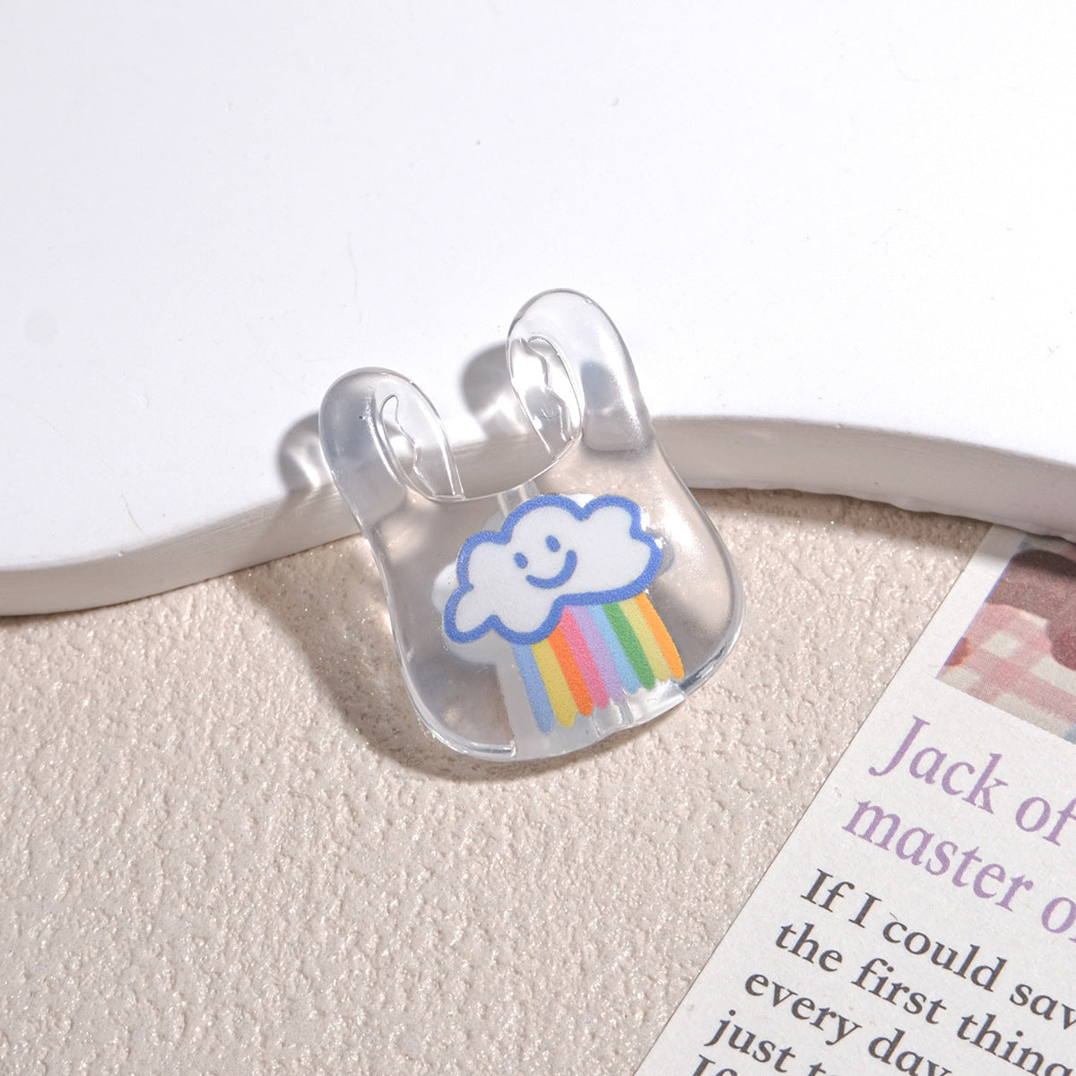 Transparent Handbag Acrylic Beads 25mm Cartoon Pattern Printed 10pcs 8