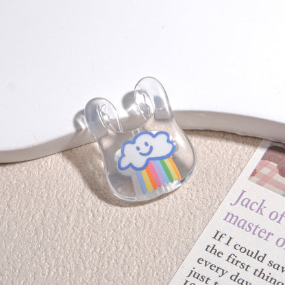 Transparent Handbag Acrylic Beads 25mm Cartoon Pattern Printed 10pcs 8
