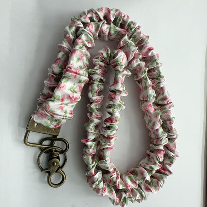 Stretchy Satin Scrunchie Lanyard Keychain Ruched Texture 49cm 1pc 13