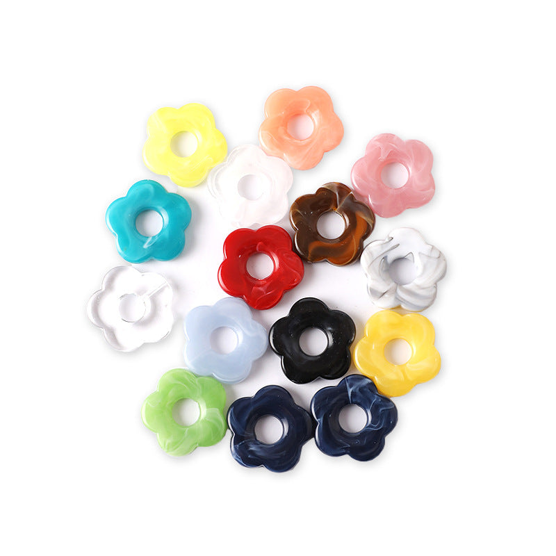 Acrylic Flower Spacer Beads 26mm Hollow Five Petal Large Hole 100pcs