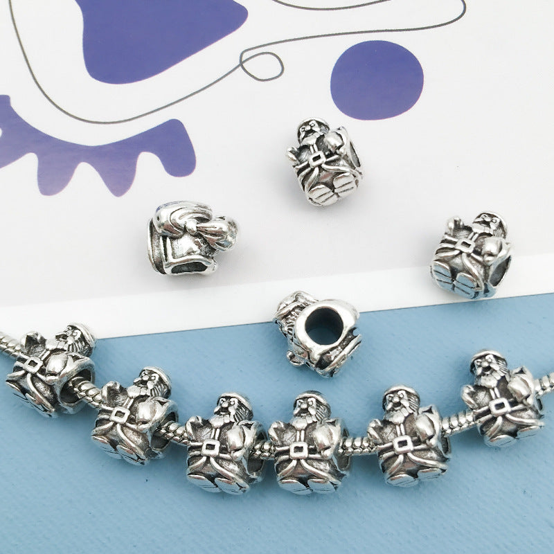 Christmas Series Large Hole Metal Beads Silver Tone Zinc Alloy 1pc 18