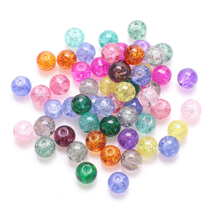 Crackle Round Glass Beads 8mm Monochrome Translucent 200pcs 21