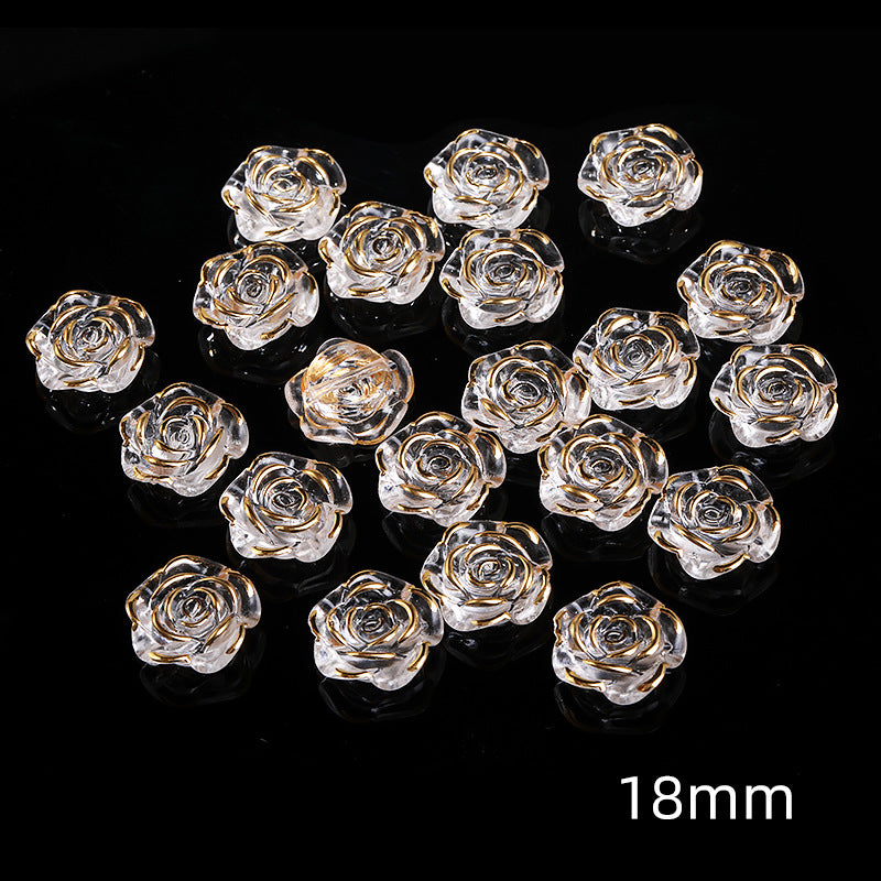 Pearl Imitation Camellia Acrylic Beads 10-18mm ABS Plastic 50pcs 15