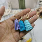 Mini Chunky Tassel Keychain PU Leather with Metal Clasp 8pcs 3