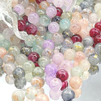 Frosted Round Glass Beads 8mm Marbled Soft Matte Gold Veining 50pcs 2
