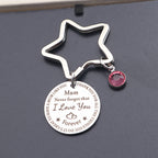 Stainless Steel Mum Round Keychain Star Ring Pink Crystal Charm 2